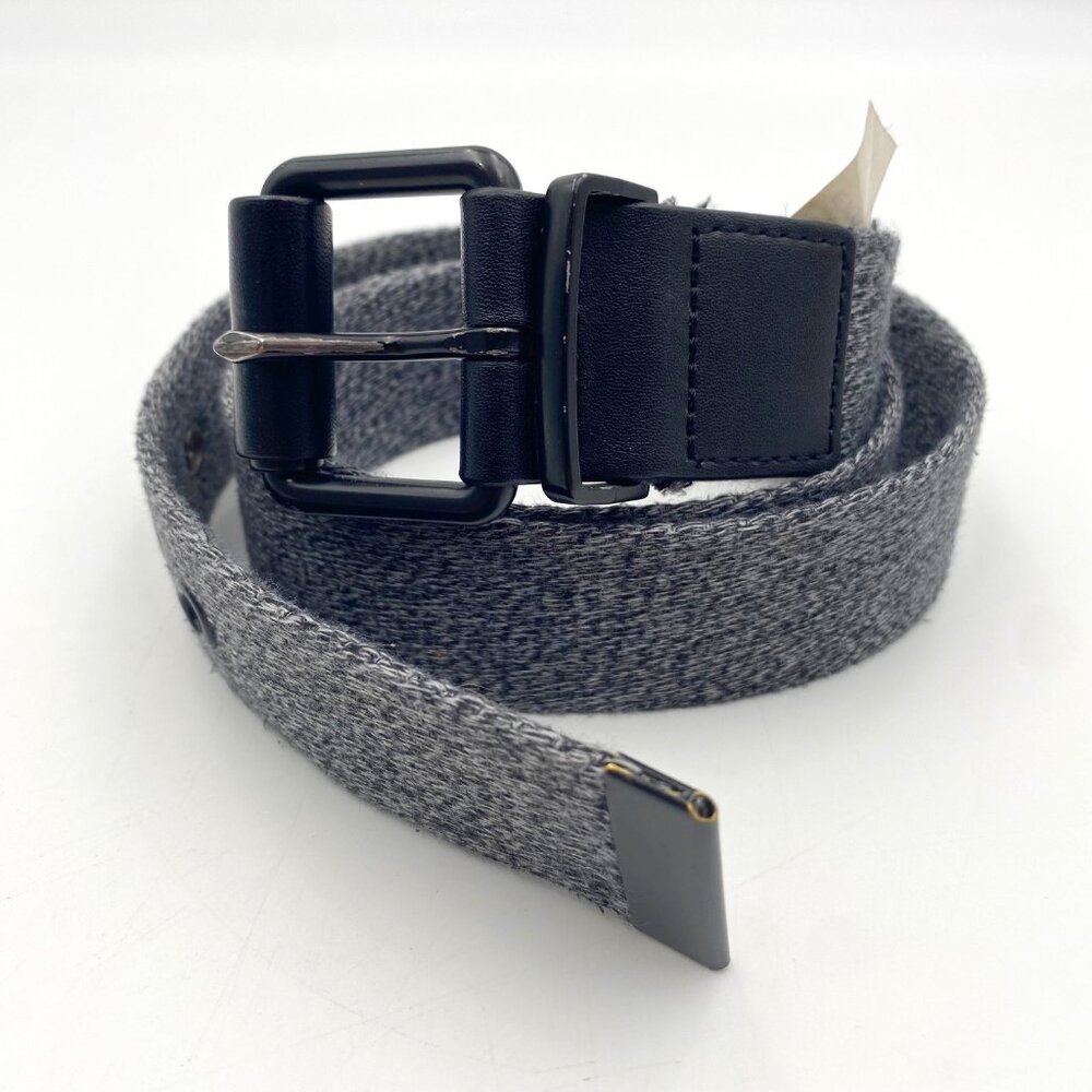 Express Gray Black Canvas Belt Size 34-36 Black Buckle 1 3/8" Wide